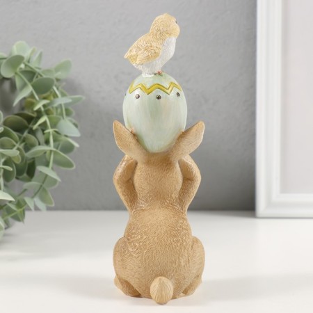 Polystone souvenir "Bunny with Easter egg and chicken" 8.5x6x17.5 cm-2
