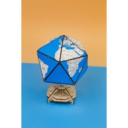 Designer Wooden 3D Ewa Globe Icosahedron with a secret (box, safe) blue-12