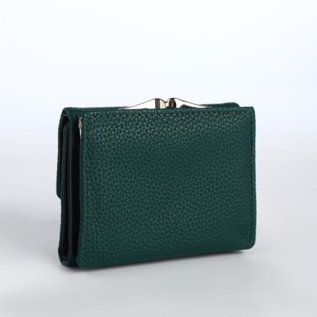 Women's wallet on the button, green color-1