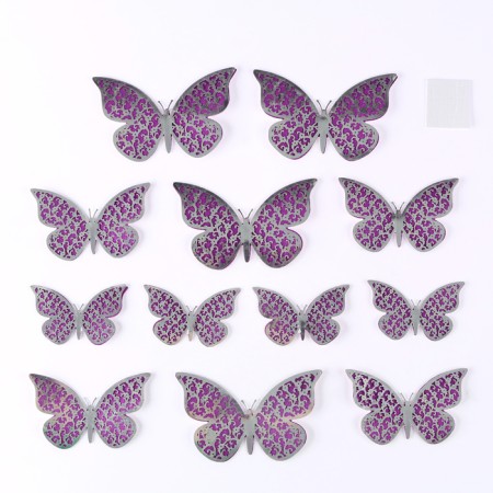 Set for decorating "butterflies" two -layer, set 12 pcs, color purple