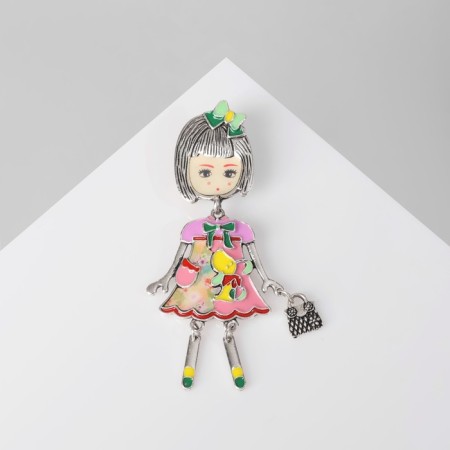 Brooch "Girl" unusual, color in black silver