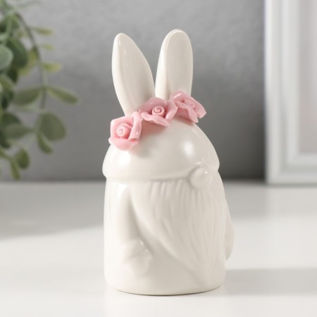 Souvenir Ceramics "Dwarf White with roses on a hat" 5.5x5.2x10.3 cm-1