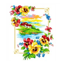 A set for embroidery with a cross on a canvas with the applied pattern “Anyutin Eye”, 23x30 cm