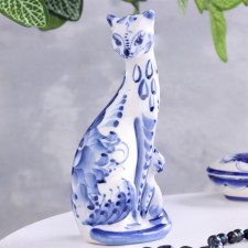 Сувенир "Кошка с котёнком", 16 х 4 см, гжель