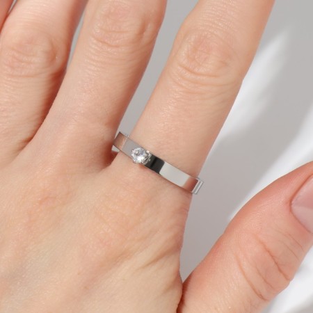 Xuping Ring Standard, white color in silver, size 17-1