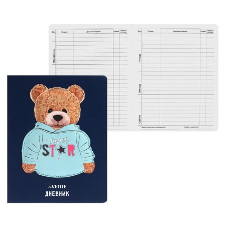 Universal diary for grade 1-11 Super Star, solid cover, artificial leather, silkography, lies, 80 g/m2