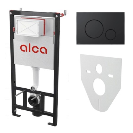 Installation Alcadrain AM101/1120-4: 1 RU for the toilet, with a black matte cliff M678