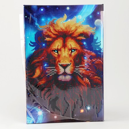 Diamond mosaic with a partial filling on the lion's subframe, 20 x 30 cm, with a garland-2