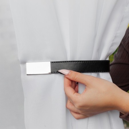 Catch for curtains from leatherette, 35 × 2.5 cm, black color-2