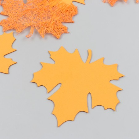 Decor "Cle leaf" 8.5x8.5 cm orange set 6 pcs Foam and Sizal-2