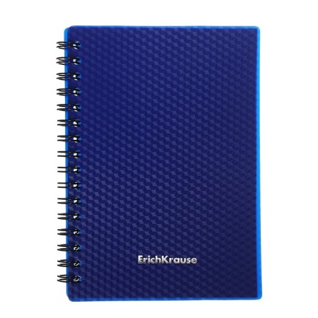 Notebook A6 (102 x 146 mm), 80 sheets in a cage on the Erichkrause Total Blue spiral, plastic cover, offset unit, white 100%, blue-6
