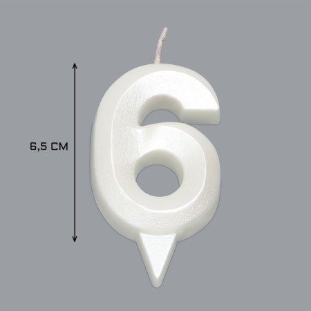 Candle in the Cake "Gran", number "6", pearl, 6.5 cm-2