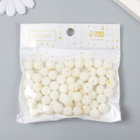 Beads for creativity plastic "ribbed" pearl set d = 1 cm 20 g-4