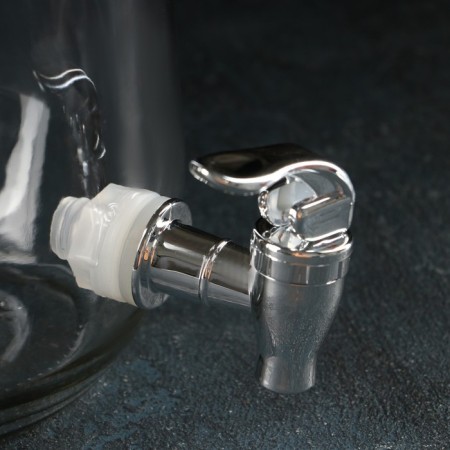 Glass jug “all the power in beer”, 3 l, with a pressure crane, with a handle holder, in a box-4