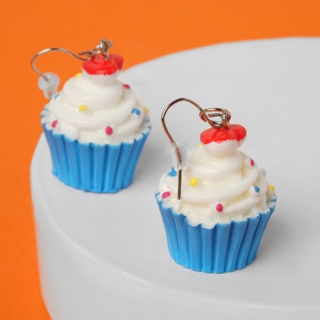 Earrings plastic "goodies" Capcake, Mix color-1