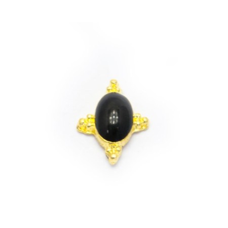 Metal fittings TNL "Rhombus with stone", Black, 4 pcs