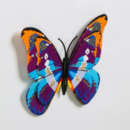 Magnet Plastic "Butterfly with gold glitter" double wings, mix 10x7 cm-3