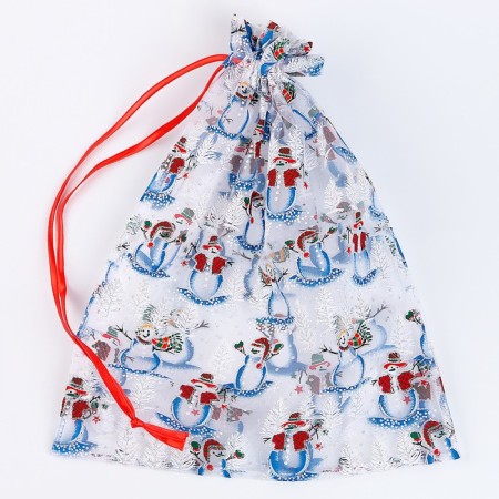 Gift bag "Snow Snowmen", p. 45 × 35 cm, organza-2