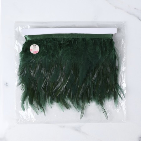 Braid with feathers of a rooster, 10-15 cm, 5 ± 0.5 m, emerald color-5
