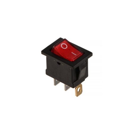 Red switch with backlight, 12 V, 15 A, 3 contacts, mini size-1