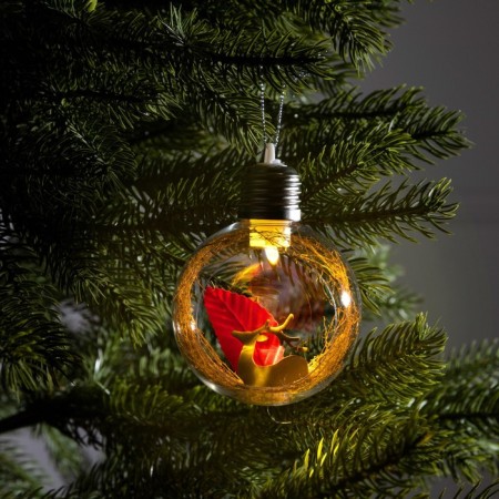 Christmas ball "Deer", batteries, 1 LED, glow warm white