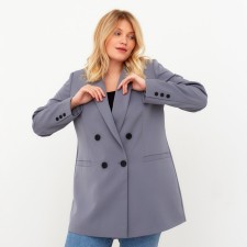Jacket female double-breasted Mist Plus-Size, size 54, color gray-blue