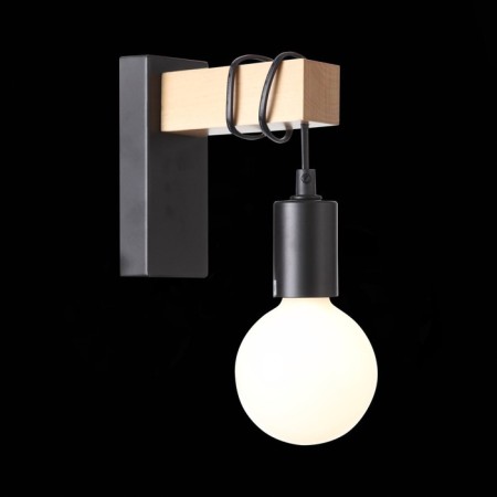 Wall lamp EVOLUCE. SL1142.401.01. Bagetti. 1x60 W, E27, 6.5x16 cm, black color, light wood-9
