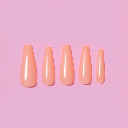 Patch nails, 100 pcs, shape of the ballerina, in the container, peach color-1