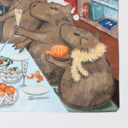 Napkin Serving kitchen shade "Capybara - New Year's dinner", desktop, 26 × 41 cm-1