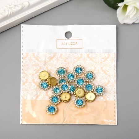 Decor for creativity plastic "Blue flower" set of 20 pcs 1.2x1.2 cm-3