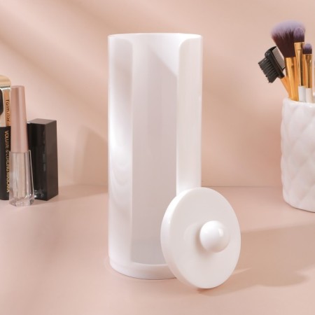 Organizer for storing cotton pads, with a lid, 7 × 19.5 cm, white color-3