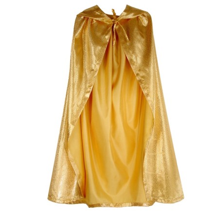 Carnival cloak, satin, color gold with curl length 85cm-1