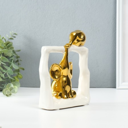 Souvenir Ceramics "Eliors - Support. Square" White with gold 6x13.5x17.5 cm-1