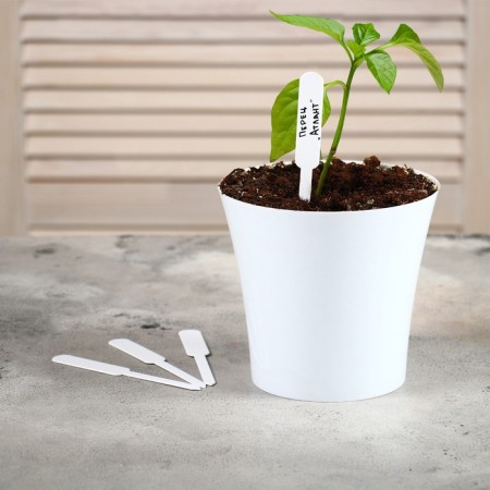 Garden signs for marking, 12 cm, set 20 pcs., Plastic, white, Greengo-5