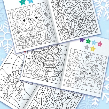 New Year! Coloring a mystery by numbers, 28 pp., New Year's-4