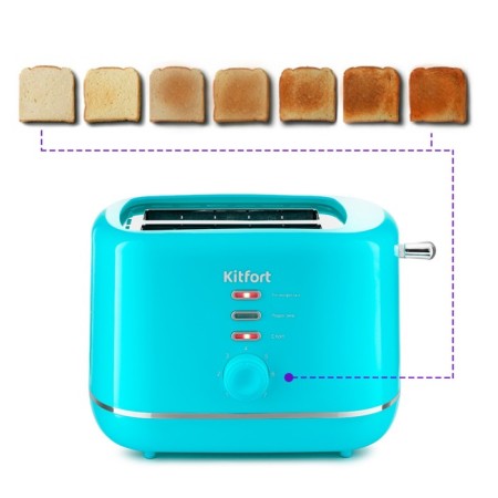 Toster KitFort KT-2050-3, 850 W, 7 fry modes, 2 toasts, turquoise-2