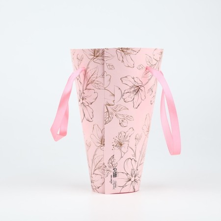 Package for flowers conical round folding on the tapes "Flowers", 15 x 23.3 x 7.5 cm-2