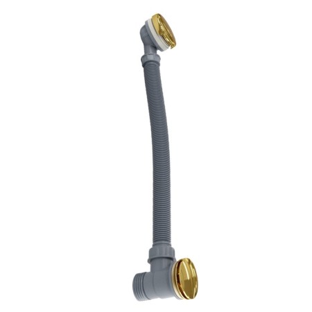 Bath siphon Wasserkraft A206, 1 1/2 ", overflow, click/clack, brass/PVC, gold
