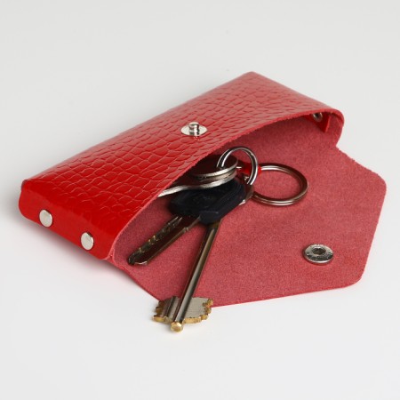 Pocket Key on the button, Textura, length 15 cm, ring, red color-5