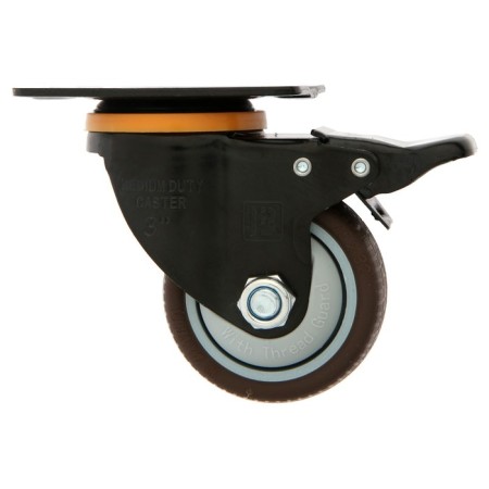 Furniture wheel Cappio d = 75, on the site, with a stop, rotary, TPR coating-1