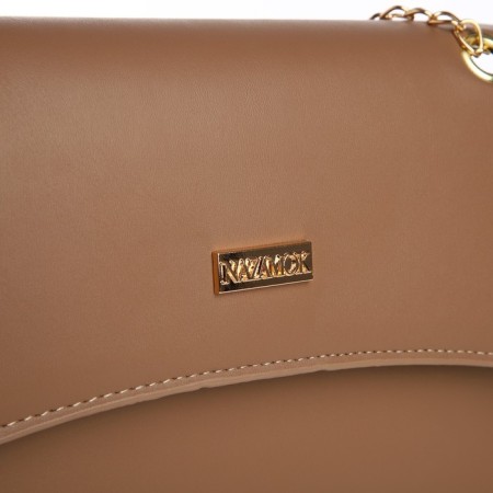 Women's bag made of artificial leather with a valve, 26x16x9 cm, brown color-4