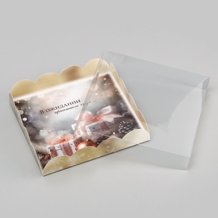 Bearbox, confectionery packaging, "Waiting for the New Year!", 15 x 15 x 3 cm, New Year-3
