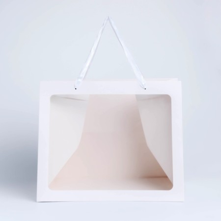 Gift package with a wide bottom and window 35 x 29 x 28 cm, white-3