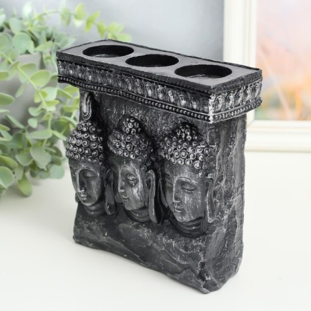 Souvenir Polystone candlestick for 3 candles "Three Buddha" 15.5x6x16.5 cm-3
