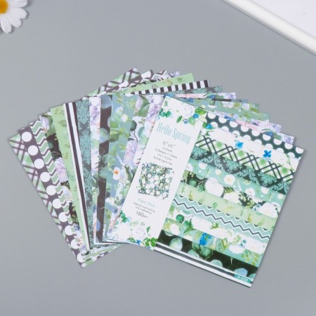 A set of scrapbooking paper 12 sheet 12 designs "Hello, spring!" 160 gr 15.2x15.2 cm