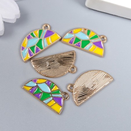Decor for creativity metal, enamel "colorful half" 2x1 cm-2