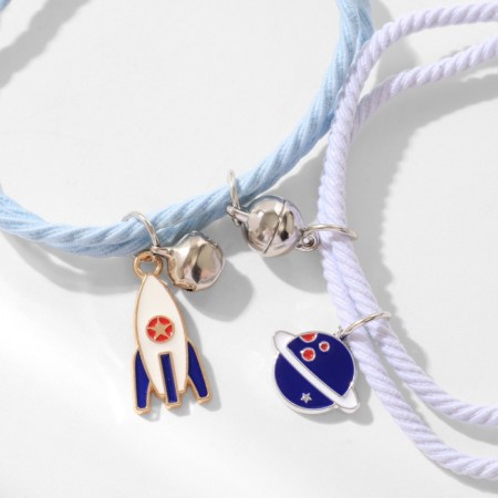 Bracelets "Demetrons" Assol, rocket and planet, white-blue color-3