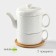 Porcelain tea set on the bamboo stand Bellatenero "Ornament", 2 items: kettle 400 ml, mug 280 ml, white color