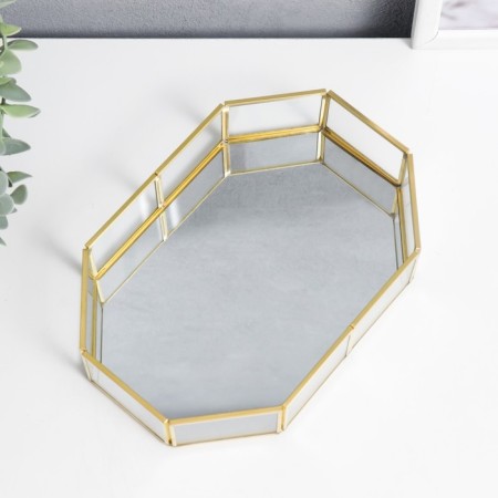 Standing interior glass with a mirror "Oval with faces" 4.5x14x20 cm-2