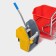 The harvester is simultaneous with vertical and net, red bucket 25 liters, chrome frame